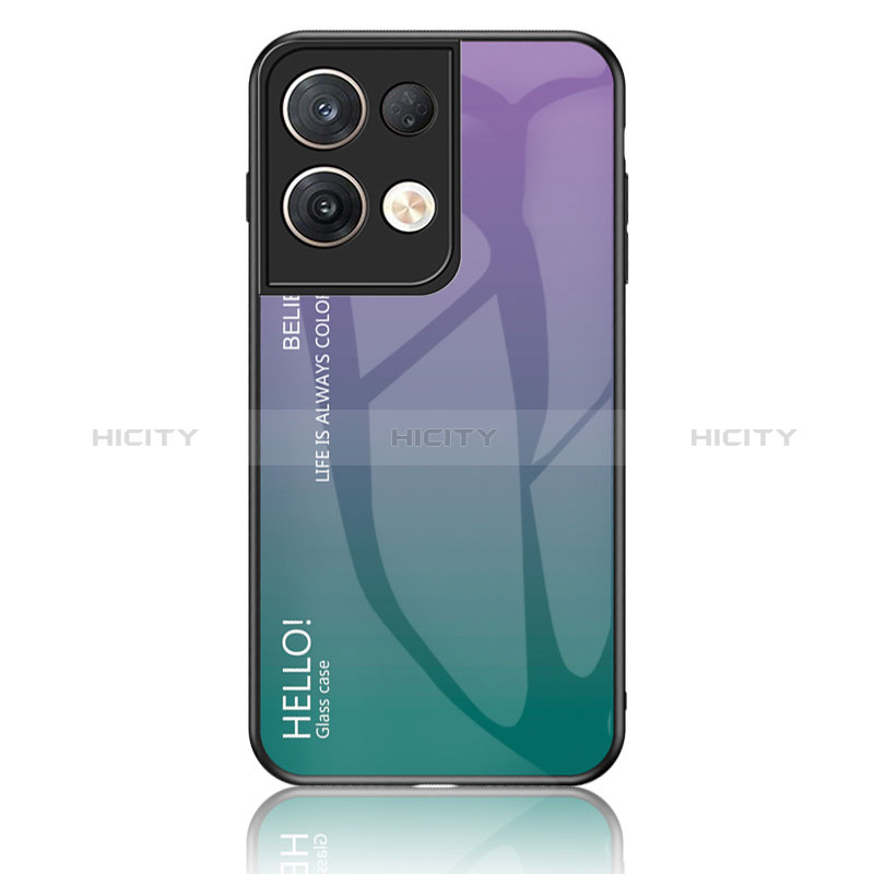 Oppo Reno9 Pro+ Plus 5G用ハイブリットバンパーケース プラスチック 鏡面 虹 グラデーション 勾配色 カバー LS1 Oppo 