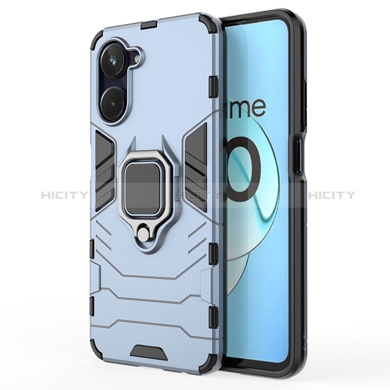 Realme 10 4G用ハイブリットバンパーケース プラスチック アンド指輪 マグネット式 KC2 Realme ネイビー