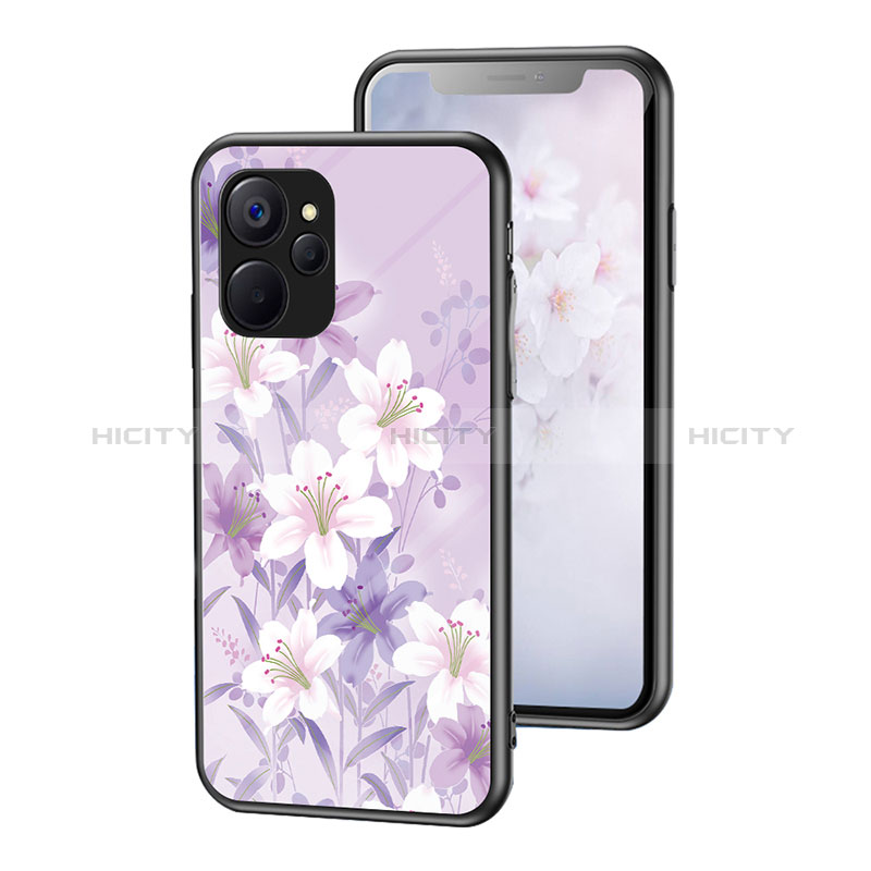 Realme 10 5G用ハイブリットバンパーケース プラスチック 鏡面 花 カバー Realme 