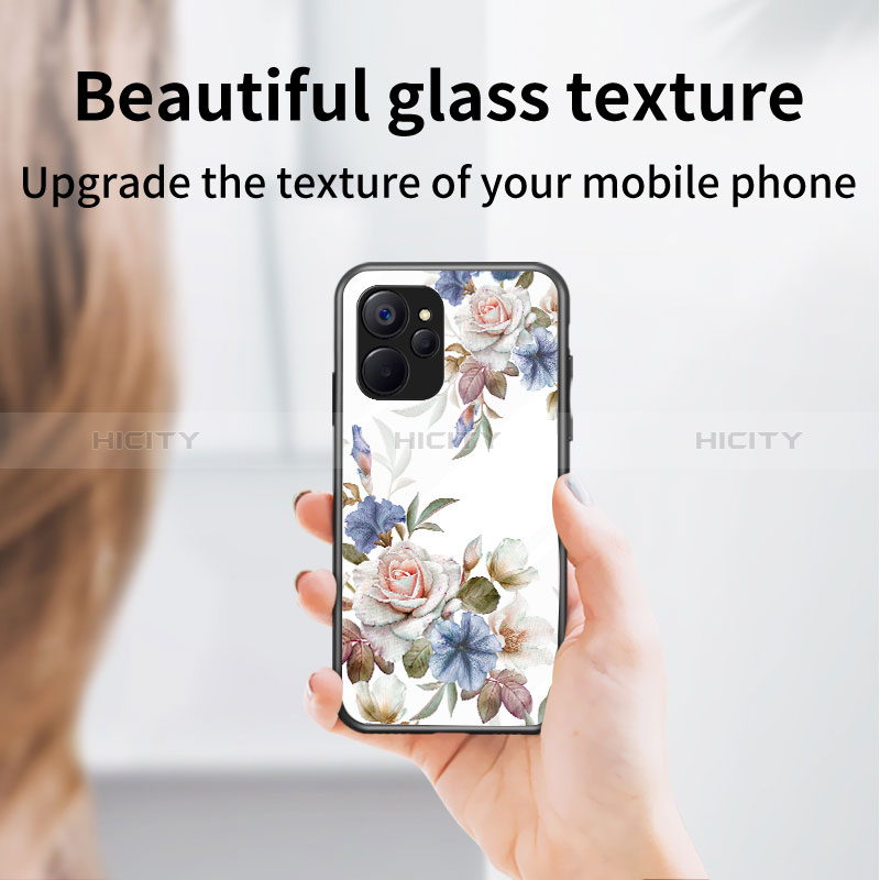 Realme 10 5G用ハイブリットバンパーケース プラスチック 鏡面 花 カバー Realme 