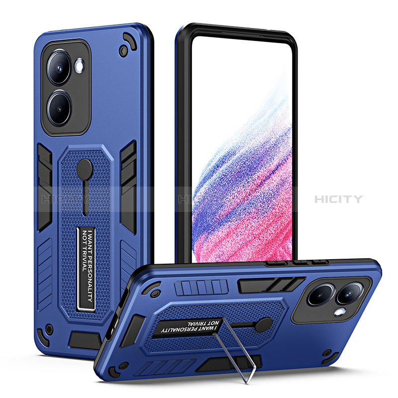 Realme 10 Pro 5G用ハイブリットバンパーケース スタンド プラスチック 兼シリコーン カバー H01P Realme 