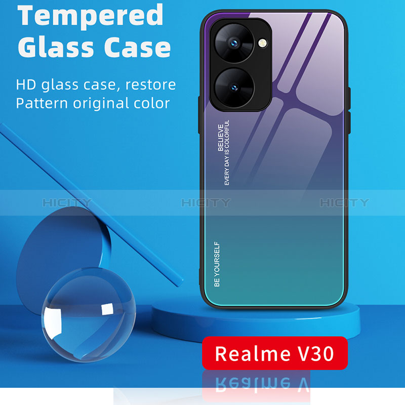 Realme 10S 5G用ハイブリットバンパーケース プラスチック 鏡面 虹 グラデーション 勾配色 カバー JM2 Realme 