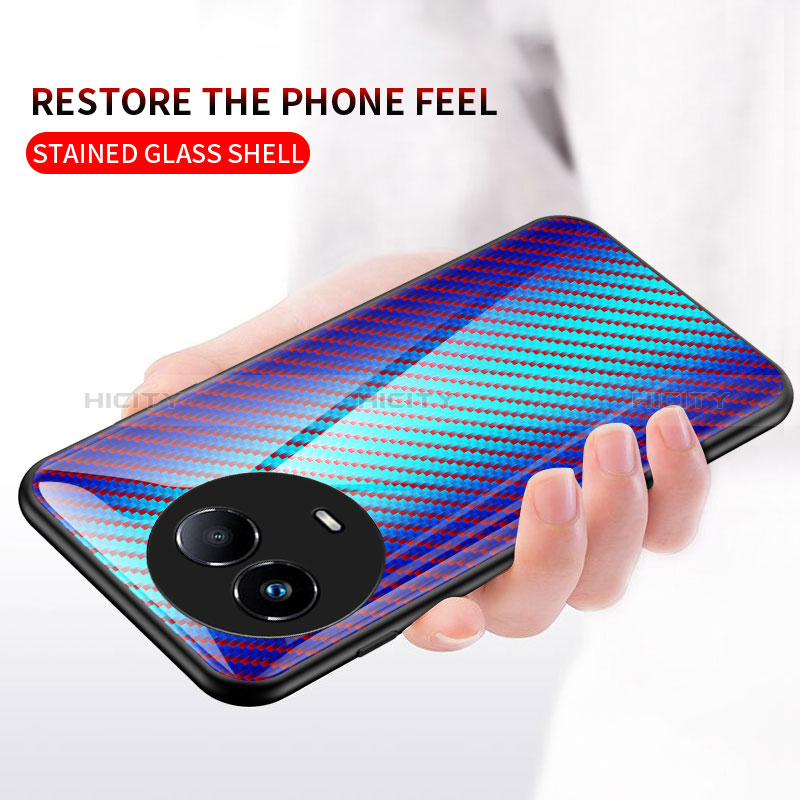 Realme 11X 5G用ハイブリットバンパーケース プラスチック 鏡面 虹 グラデーション 勾配色 カバー LS2 Realme 