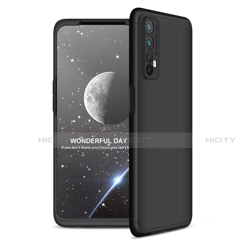 Realme 7用ハードケース プラスチック 質感もマット 前面と背面 360度 フルカバー Realme ブラック