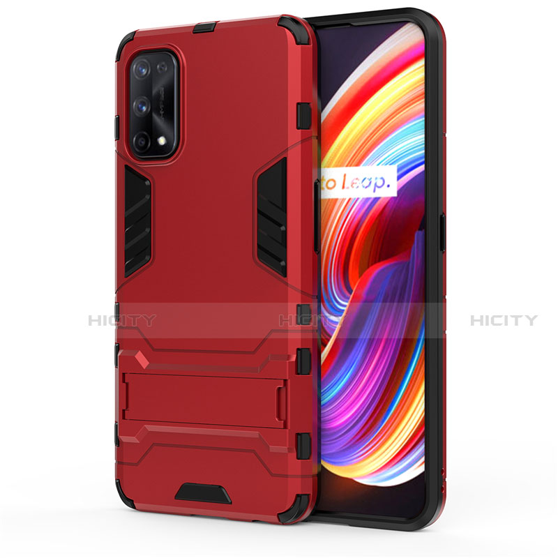 Realme 7 Pro用ハイブリットバンパーケース スタンド プラスチック 兼シリコーン カバー Realme レッド