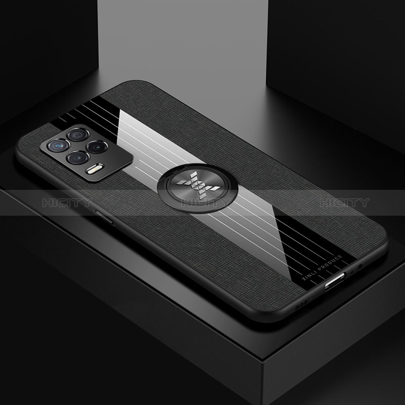 Realme 8 5G用極薄ソフトケース シリコンケース 耐衝撃 全面保護 アンド指輪 マグネット式 バンパー X01L Realme ブラック