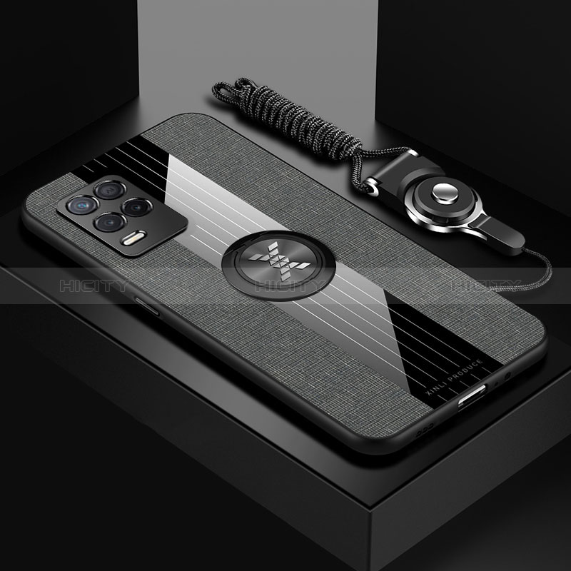 Realme 8 5G用極薄ソフトケース シリコンケース 耐衝撃 全面保護 アンド指輪 マグネット式 バンパー X03L Realme グレー