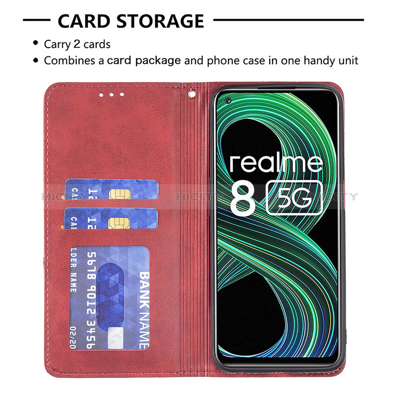 Realme 8 5G用手帳型 レザーケース スタンド カバー B07F Realme 