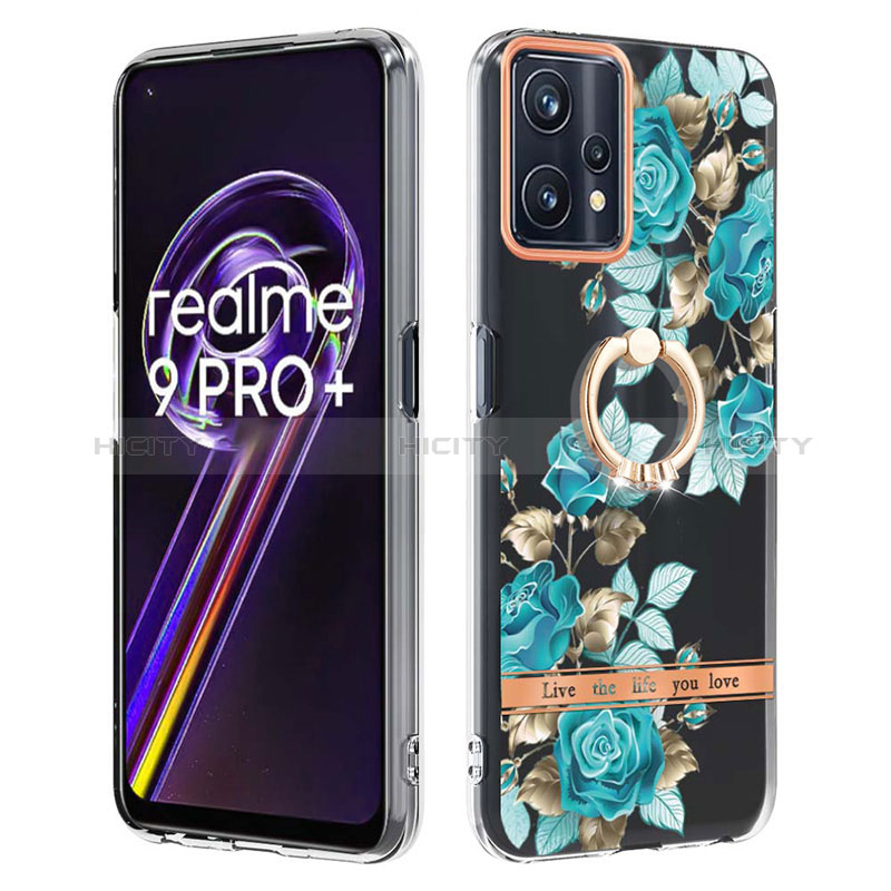 Realme 9 4G用シリコンケース ソフトタッチラバー バタフライ パターン カバー アンド指輪 Y06B Realme 