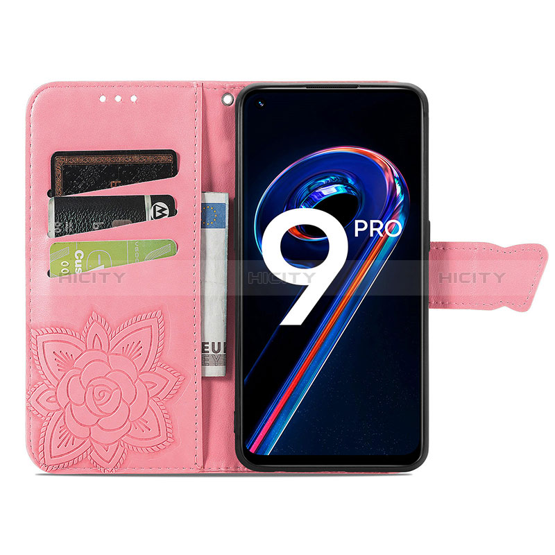 Realme 9 5G用手帳型 レザーケース スタンド バタフライ 蝶 カバー Realme 