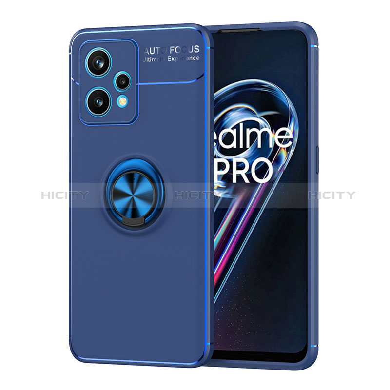 Realme 9 Pro 5G用極薄ソフトケース シリコンケース 耐衝撃 全面保護 アンド指輪 マグネット式 バンパー SD2 Realme ネイビー