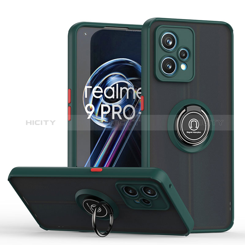 Realme 9 Pro 5G用ハイブリットバンパーケース プラスチック アンド指輪 マグネット式 QW2 Realme モスグリー