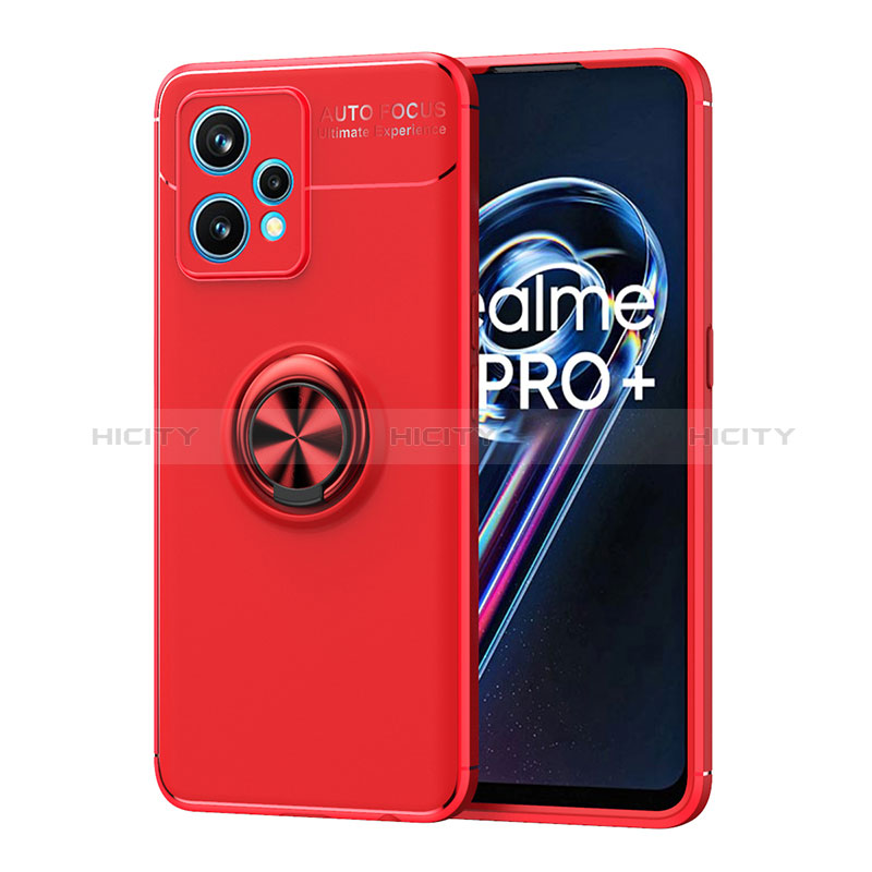 Realme 9 Pro+ Plus 5G用極薄ソフトケース シリコンケース 耐衝撃 全面保護 アンド指輪 マグネット式 バンパー SD2 Realme レッド