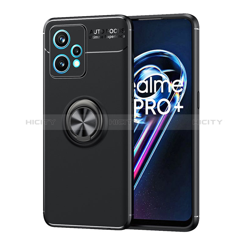 Realme 9 Pro+ Plus 5G用極薄ソフトケース シリコンケース 耐衝撃 全面保護 アンド指輪 マグネット式 バンパー SD2 Realme ブラック