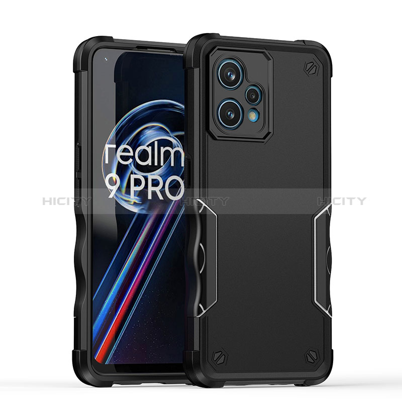 Realme 9 Pro+ Plus 5G用ハイブリットバンパーケース プラスチック 兼シリコーン カバー QW1 Realme ブラック