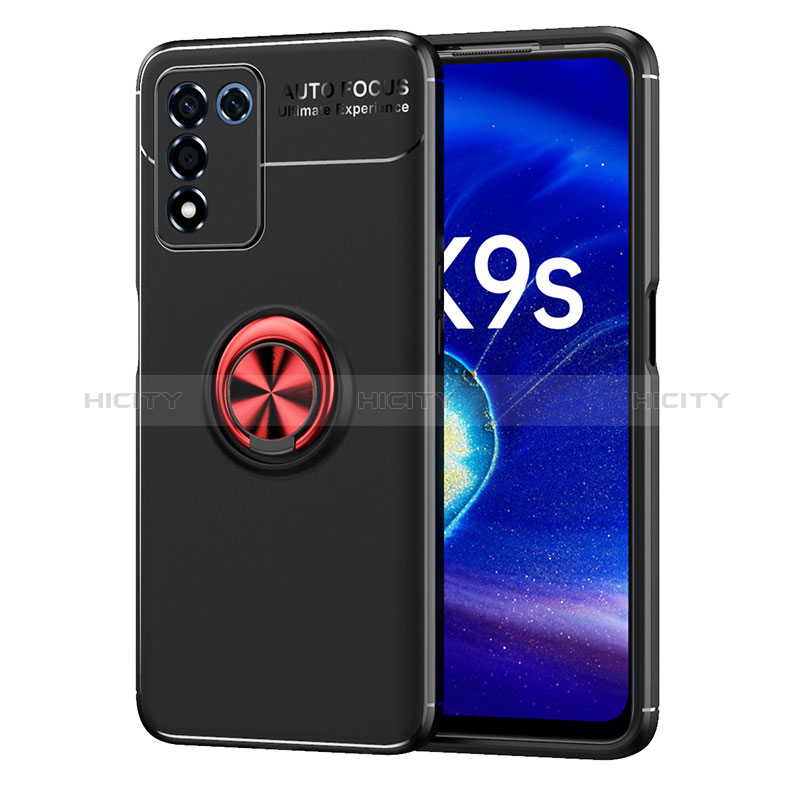 Realme 9 SE 5G用極薄ソフトケース シリコンケース 耐衝撃 全面保護 アンド指輪 マグネット式 バンパー JM1 Realme レッド・ブラック