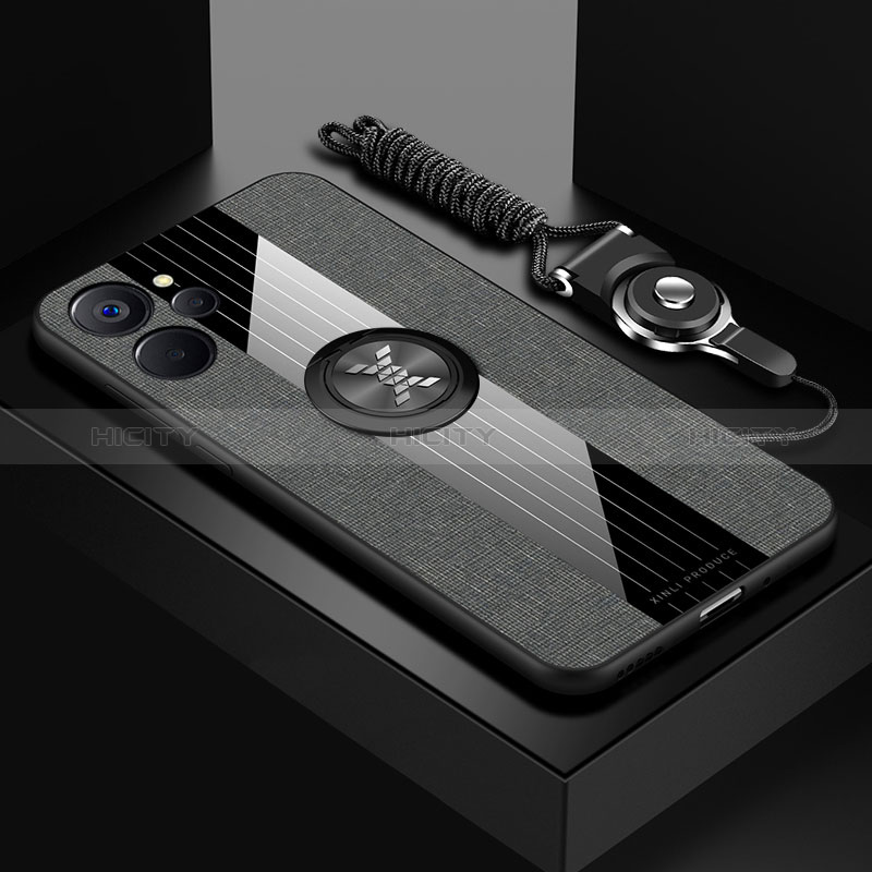 Realme 9i 5G用極薄ソフトケース シリコンケース 耐衝撃 全面保護 アンド指輪 マグネット式 バンパー X03L Realme グレー