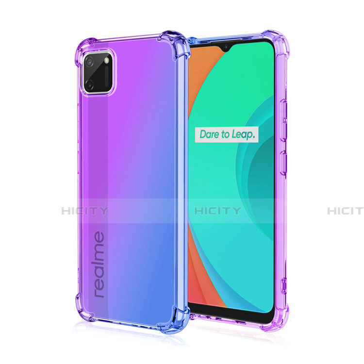 Realme C11用極薄ソフトケース グラデーション 勾配色 クリア透明 G01 Realme パープル