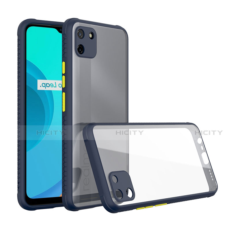 Realme C11用ハイブリットバンパーケース クリア透明 プラスチック 鏡面 カバー Realme ミッドナイトネイビー