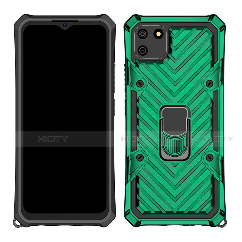 Realme C11用ハイブリットバンパーケース プラスチック アンド指輪 マグネット式 S01 Realme グリーン