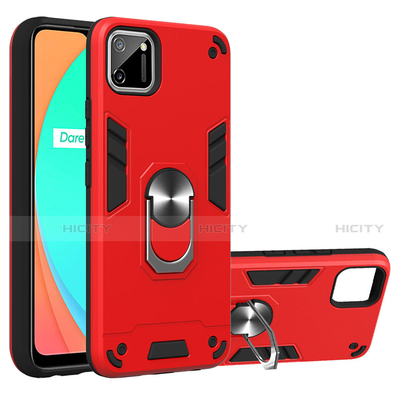 Realme C11用ハイブリットバンパーケース プラスチック アンド指輪 マグネット式 S02 Realme 