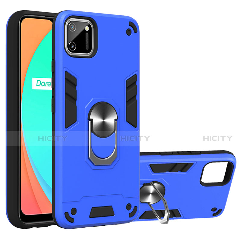 Realme C11用ハイブリットバンパーケース プラスチック アンド指輪 マグネット式 S02 Realme 