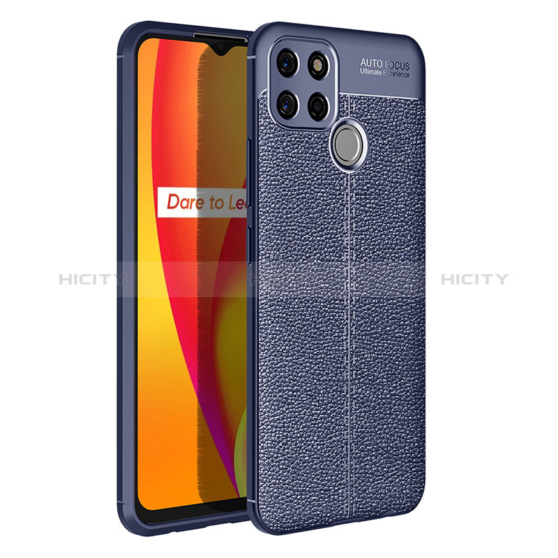 Realme C12用シリコンケース ソフトタッチラバー レザー柄 カバー Realme 