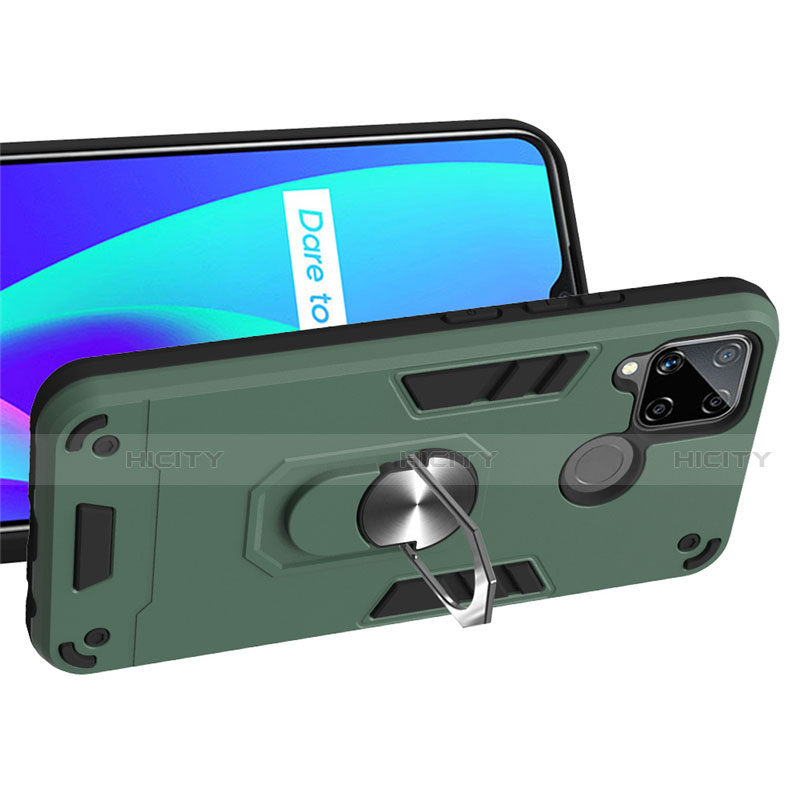 Realme C15用ハイブリットバンパーケース プラスチック アンド指輪 マグネット式 S01 Realme 