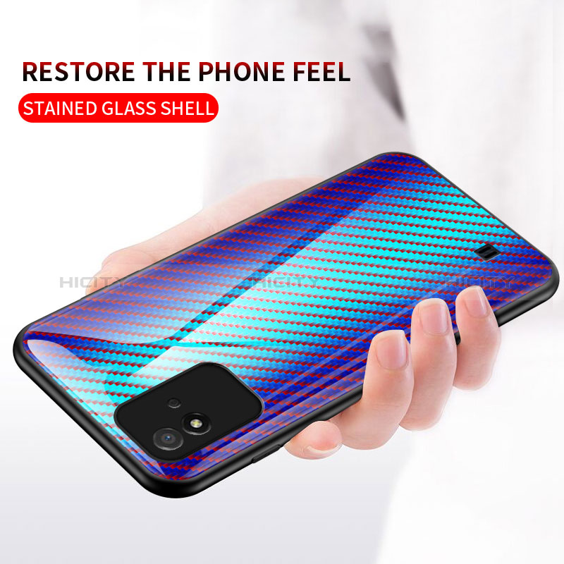 Realme C20A用ハイブリットバンパーケース プラスチック 鏡面 虹 グラデーション 勾配色 カバー LS2 Realme 