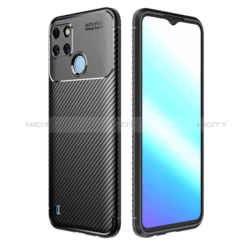 Realme C21Y用シリコンケース ソフトタッチラバー ツイル カバー S01 Realme ブラック