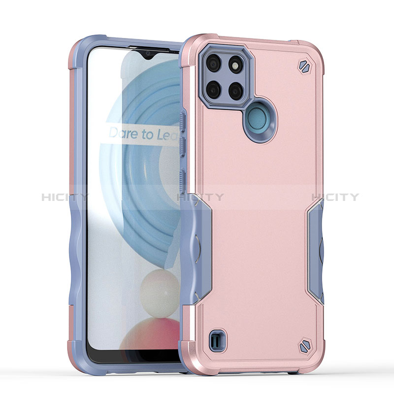 Realme C21Y用ハイブリットバンパーケース プラスチック 兼シリコーン カバー QW1 Realme ローズゴールド