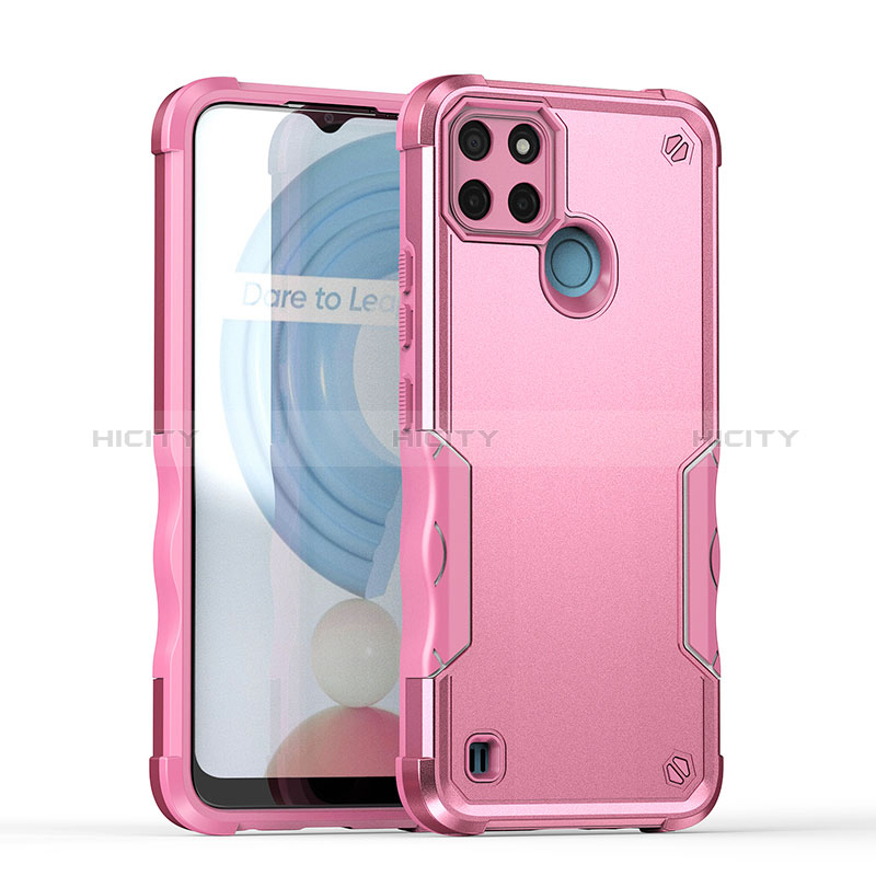 Realme C21Y用ハイブリットバンパーケース プラスチック 兼シリコーン カバー QW1 Realme ピンク