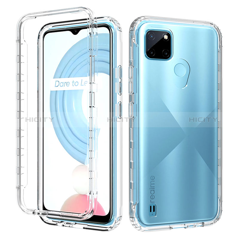 Realme C21Y用前面と背面 360度 フルカバー 極薄ソフトケース シリコンケース 耐衝撃 全面保護 バンパー 勾配色 透明 Realme クリア