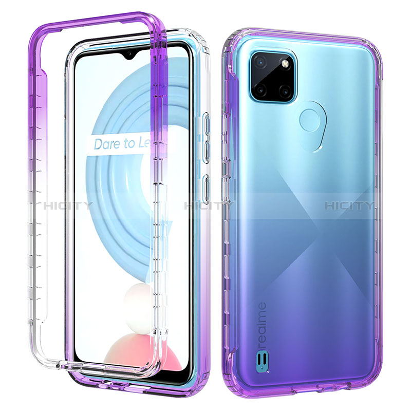 Realme C21Y用前面と背面 360度 フルカバー 極薄ソフトケース シリコンケース 耐衝撃 全面保護 バンパー 勾配色 透明 Realme 