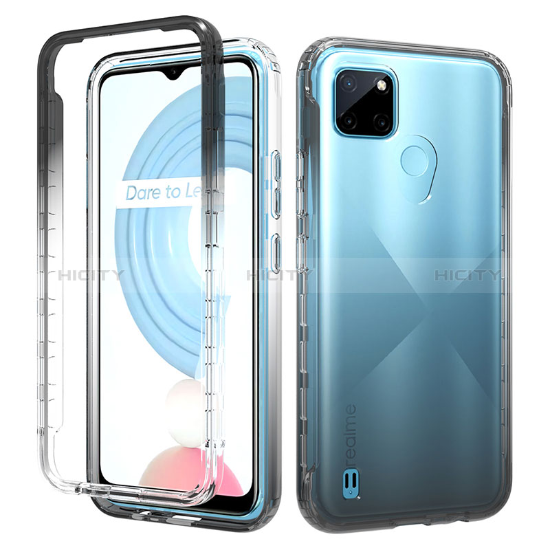 Realme C21Y用前面と背面 360度 フルカバー 極薄ソフトケース シリコンケース 耐衝撃 全面保護 バンパー 勾配色 透明 Realme 