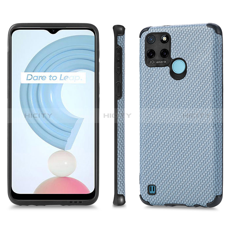 Realme C21Y用シリコンケース ソフトタッチラバー レザー柄 カバー S03D Realme 