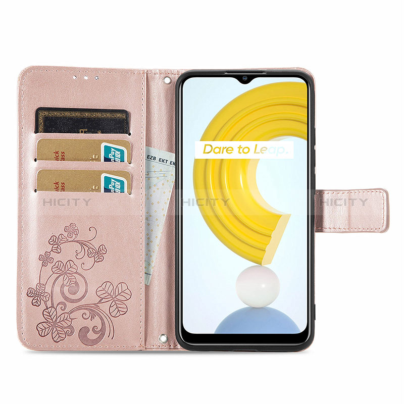 Realme C21Y用手帳型 レザーケース スタンド 花 カバー Realme 