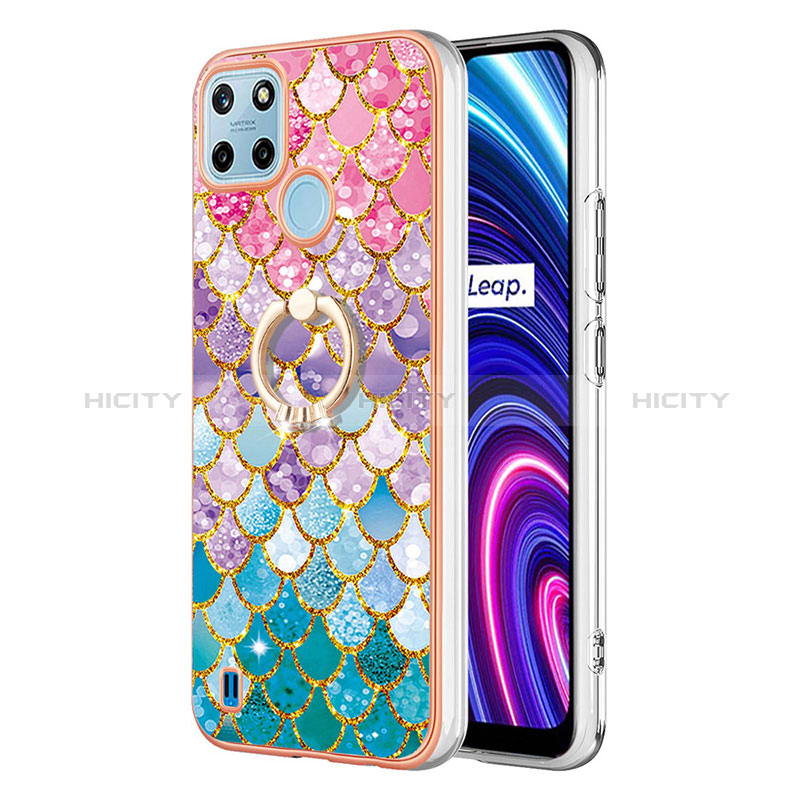 Realme C21Y用シリコンケース ソフトタッチラバー バタフライ パターン カバー アンド指輪 Y03B Realme 