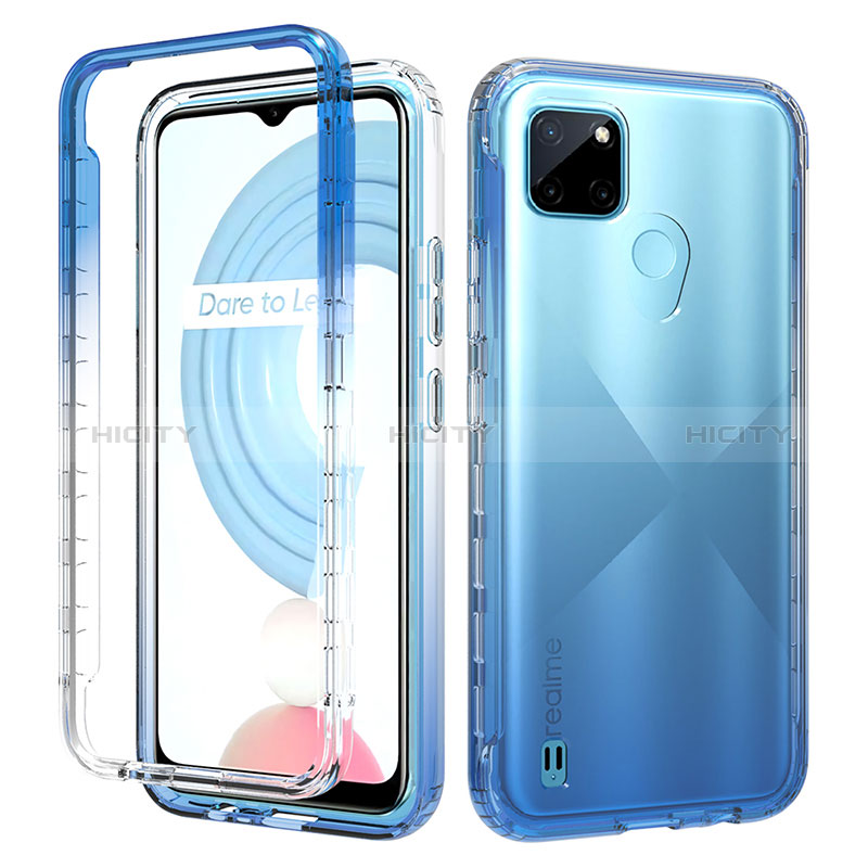 Realme C25Y用前面と背面 360度 フルカバー 極薄ソフトケース シリコンケース 耐衝撃 全面保護 バンパー 勾配色 透明 Realme 