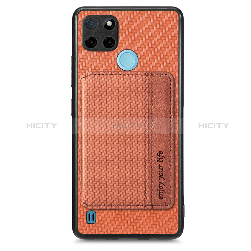 Realme C25Y India用極薄ソフトケース シリコンケース 耐衝撃 全面保護 マグネット式 バンパー S01D Realme ブラウン