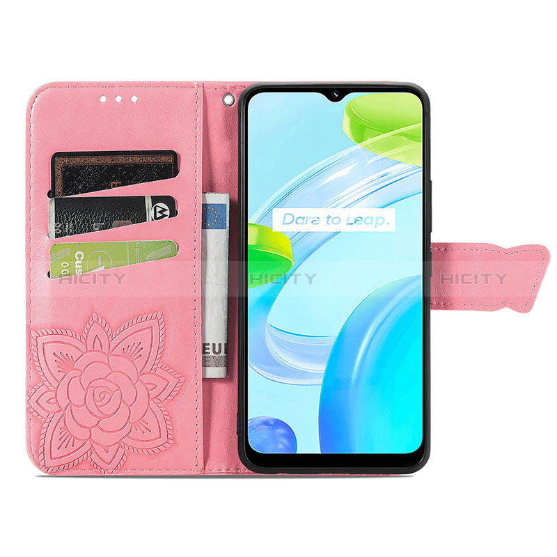 Realme C30用手帳型 レザーケース スタンド バタフライ 蝶 カバー Realme 