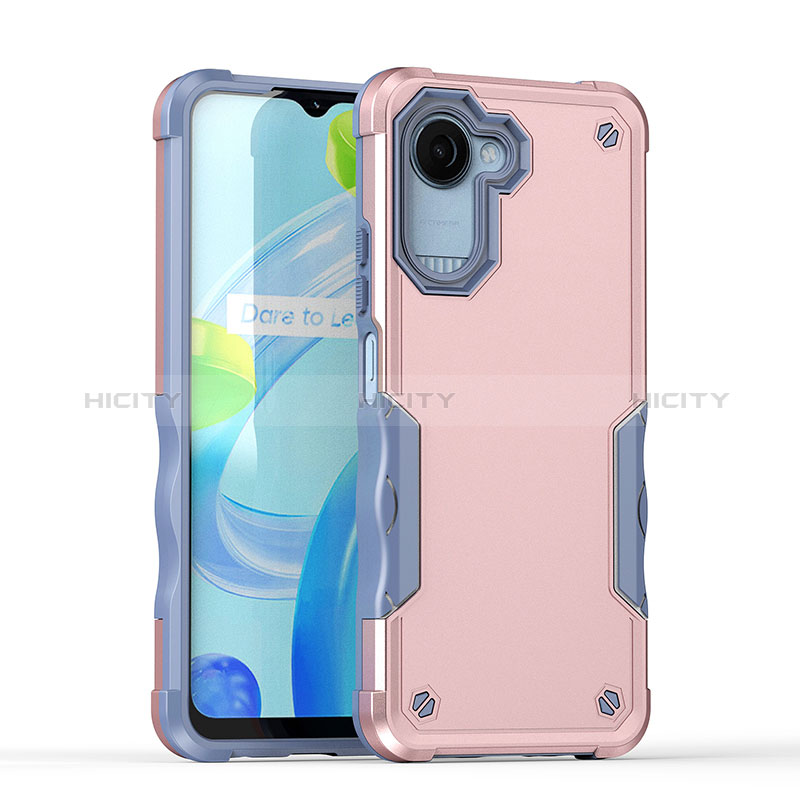 Realme C30s用ハイブリットバンパーケース プラスチック 兼シリコーン カバー QW1 Realme ローズゴールド