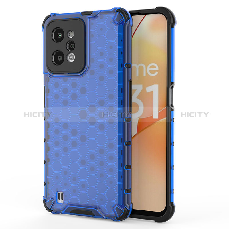 Realme C31用360度 フルカバー ハイブリットバンパーケース クリア透明 プラスチック カバー AM3 Realme ネイビー