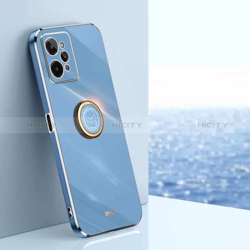 Realme C31用極薄ソフトケース シリコンケース 耐衝撃 全面保護 アンド指輪 マグネット式 バンパー XL1 Realme ネイビー