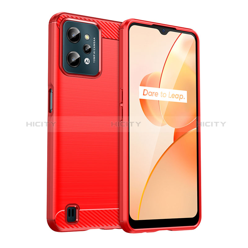 Realme C31用シリコンケース ソフトタッチラバー ライン カバー Realme レッド