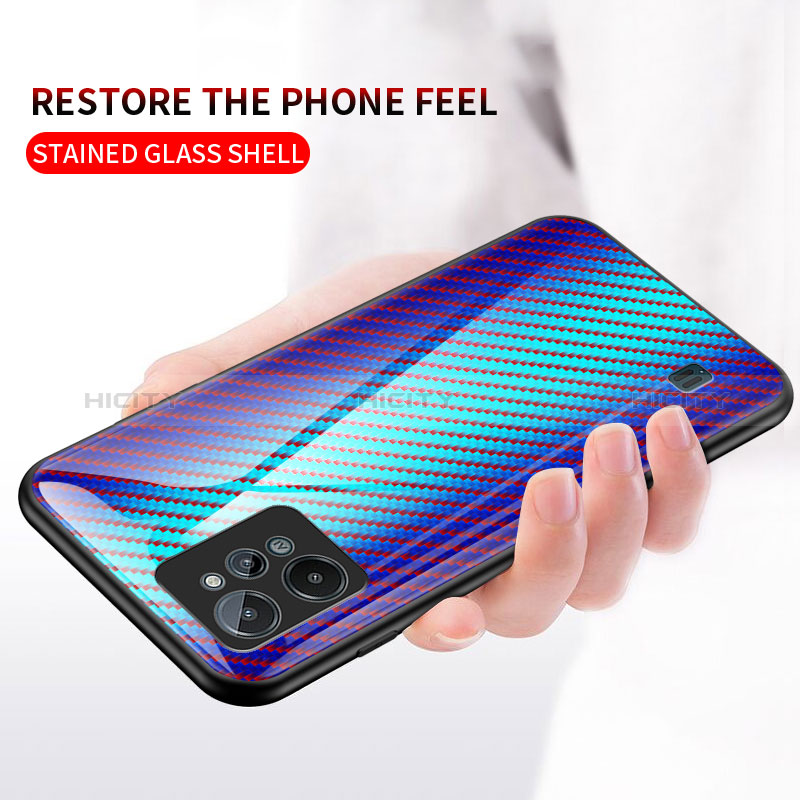 Realme C31用ハイブリットバンパーケース プラスチック 鏡面 虹 グラデーション 勾配色 カバー LS2 Realme 