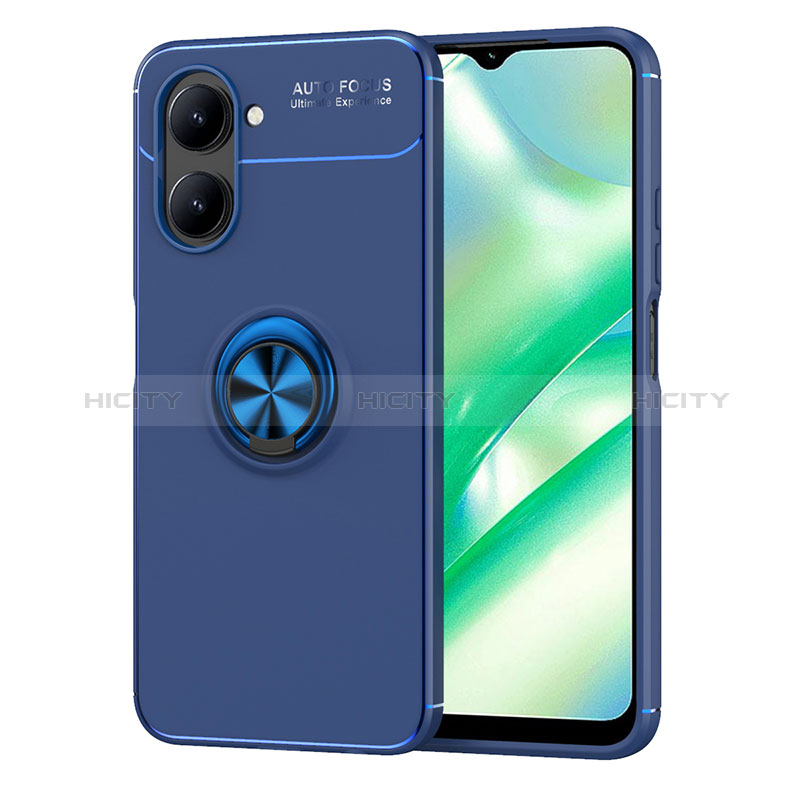 Realme C33 (2023)用極薄ソフトケース シリコンケース 耐衝撃 全面保護 アンド指輪 マグネット式 バンパー SD2 Realme ネイビー