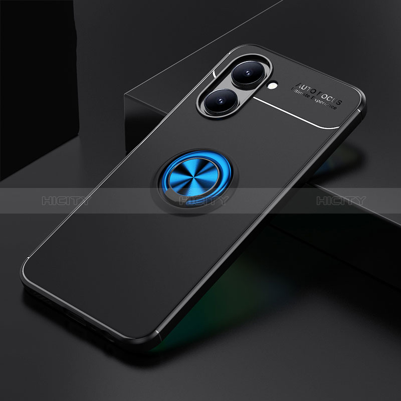 Realme C33 (2023)用極薄ソフトケース シリコンケース 耐衝撃 全面保護 アンド指輪 マグネット式 バンパー SD1 Realme ネイビー・ブラック