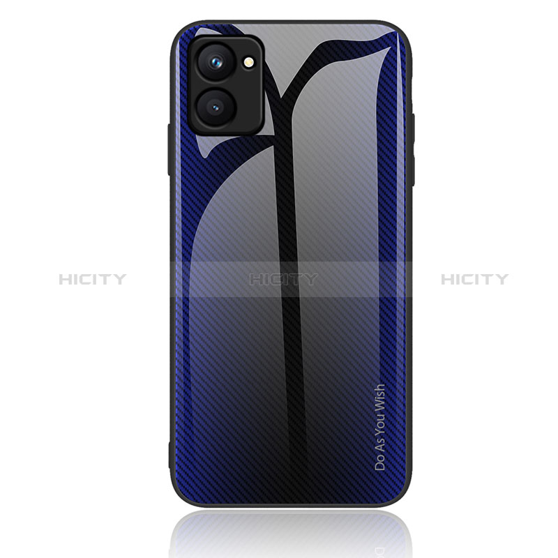 Realme C33用ハイブリットバンパーケース プラスチック 鏡面 虹 グラデーション 勾配色 カバー JM2 Realme ミッドナイトネイビー