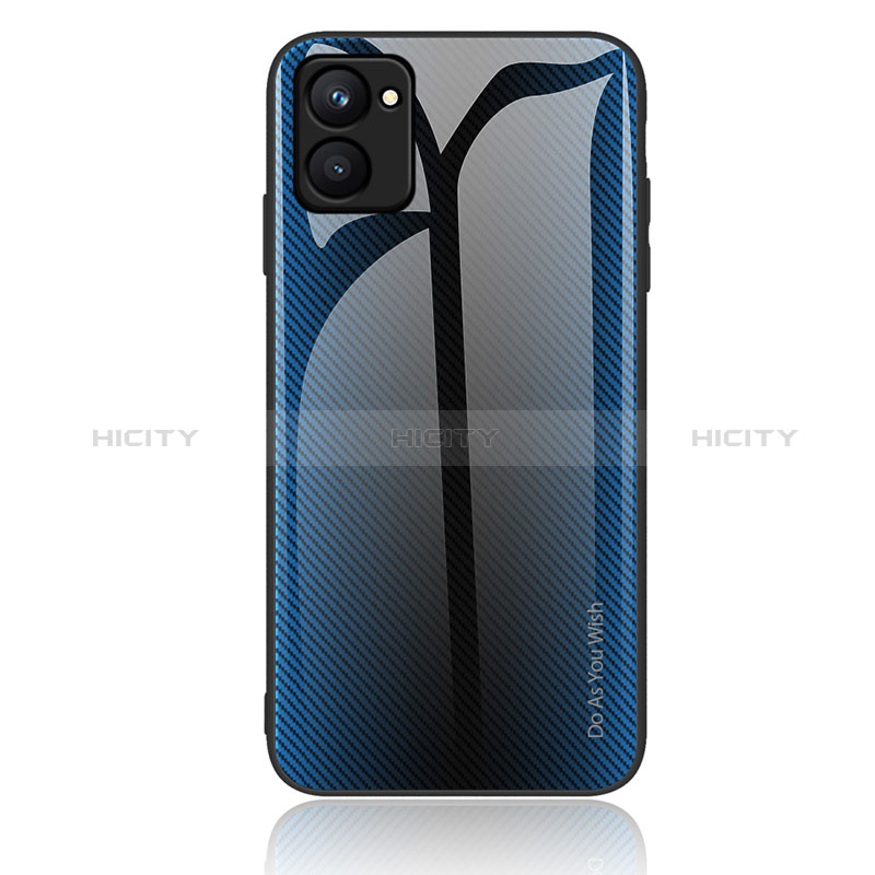 Realme C33用ハイブリットバンパーケース プラスチック 鏡面 虹 グラデーション 勾配色 カバー JM2 Realme ネイビー